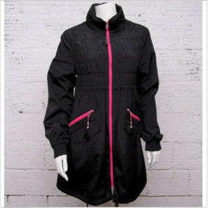 Betsey Johnson Womens Black & Hot Pink Jacket